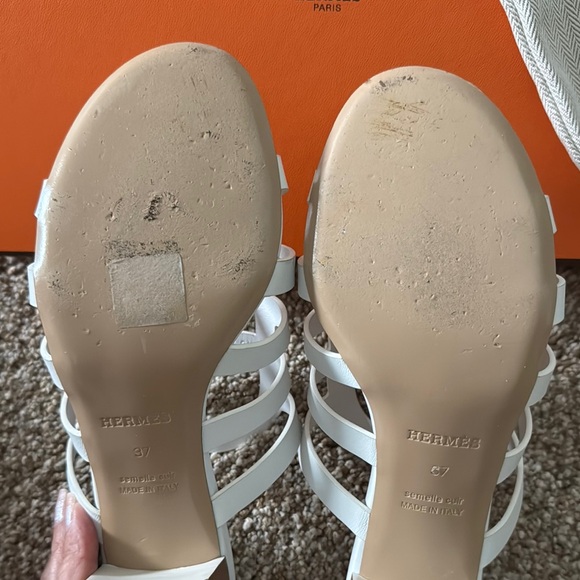 Hermes White Women's Sandals - Picture 9 of 12